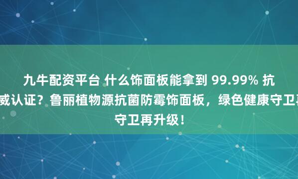 九牛配资平台 什么饰面板能拿到 99.99% 抗菌率权威认证？鲁丽植物源抗菌防霉饰面板，绿色健康守卫再升级！