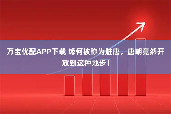 万宝优配APP下载 缘何被称为脏唐，唐朝竟然开放到这种地步！