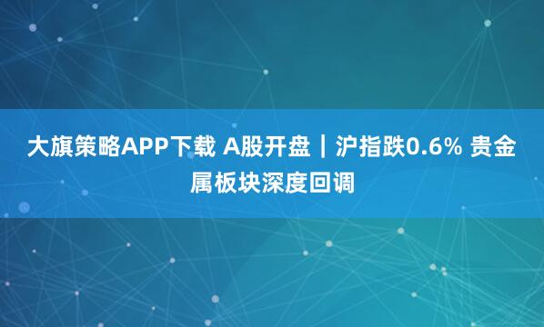 大旗策略APP下载 A股开盘｜沪指跌0.6% 贵金属板块深度回调